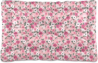 Pink Floral Pet Bed Pad Soft Dog Bed Mat with Anti-Slip Bottom