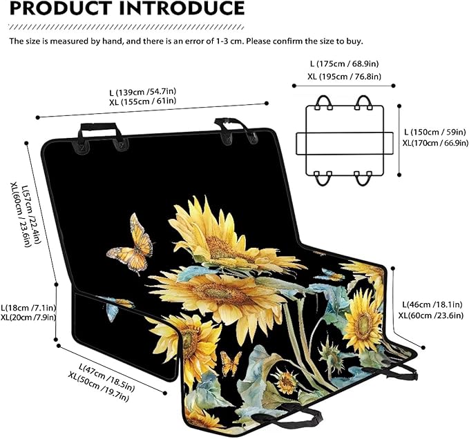 AFPANQZ Sunflower Dog Cat Seat Cover for Cars