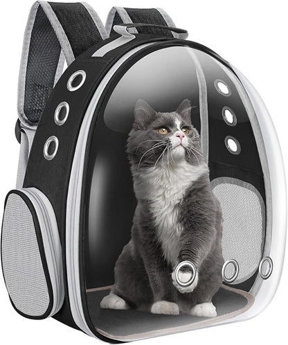 Cat Carrier Backpack Portable Pet Travel Solution Pet Carrier Dog Carrier Backpack Bag Space Capsule for Small Medium Cat Puppy Dog Travel Hiking Walking Camping Up to 17Lb (Black)