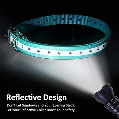 Replacement Collar Strap 3/4',Reflective,Adjustable,Metal Buckled,Waterproof Pack2)