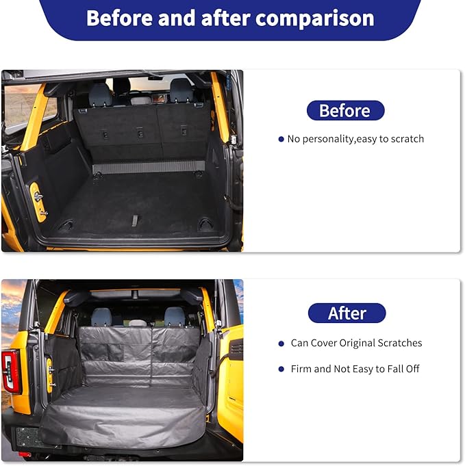 Hoolcar Dog Cargo Liner Pet Cargo Trunk Mat Washable Dog Seat Cover Compatible with 2021-2022 Ford Bronco 4 Door