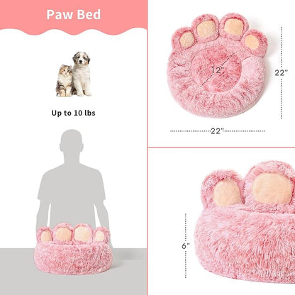 Jiupety Pet Round Bed of Paw Shape (22"×22"×6"), Pink