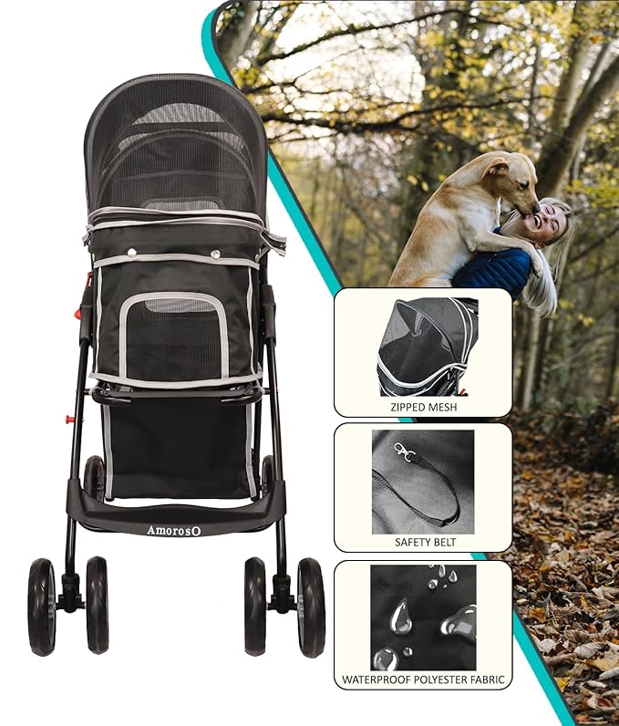 AmorosO 4 Wheels Pet Convenient Stroller