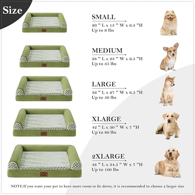 WNPETHOME Dog Beds for Large Dogs, Orthopedic Sofa Dog Bed Mat Pillow with Removable Waterproof Cover, Egg-Foam Dog Crate Bed for Medium Large Dogs