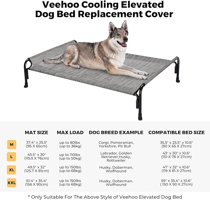 Veehoo Dog Bed Replacement Cover for CWC2204, Size L, Black Silver