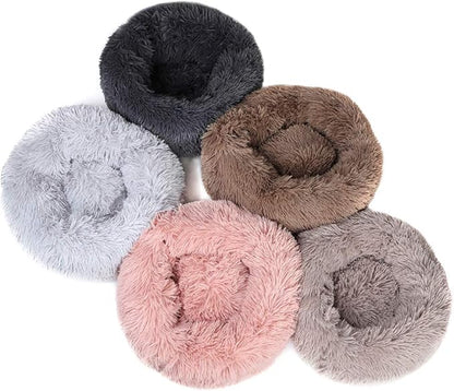 otoez Round Donut Dog Bed for Medium Dogs (31.5", Khaki)