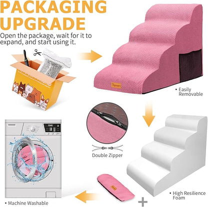 Topmart High Density Foam Dog Steps 4 Tiers