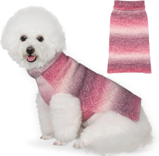 YUDODO Dog Sweater for Small Dogs Colorful Knitted Puppy Sweater Pet Dog Winter Clothes Warm Sweater for Yorkies Chihuahua(Large