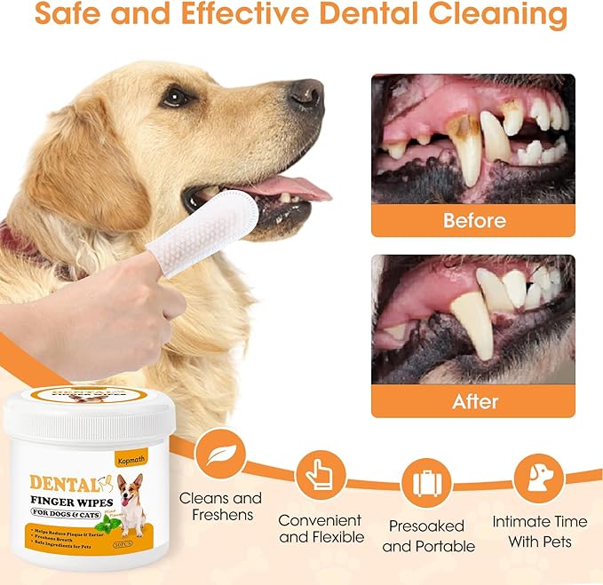 Dental Care Finger Wipes for Dogs & Cats Flavor,100pcs