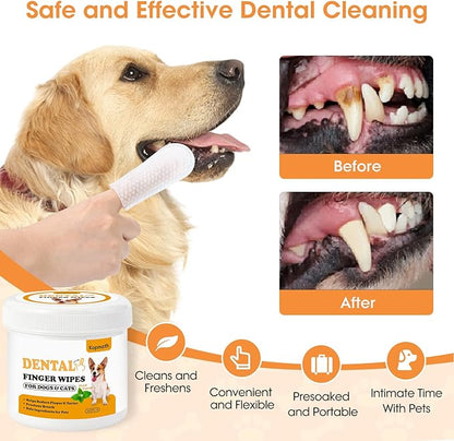 Dental Care Finger Wipes for Dogs & Cats Flavor,100pcs