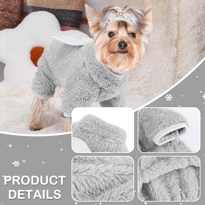 Dog Pajamas Small Dog Sweaters - Winter Warm Dog Jumpsuit, Soft and Stretchy 4 Legged Fleece Dog Clothes for Small Dogs Girl Boy (XX-Small, Grey)