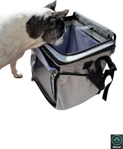 Baruel Pet Backpack - Spacious Carrier for Dog, Cat, Rabbit, Hamster - Bicycle Attachable Bag with Adjustable Shoulder Straps - Breathable Fabric, Roll Up Window, Storage Pockets - 15lbs. Capacity