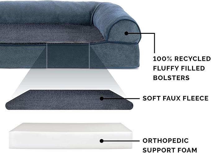 Furhaven Orthopedic Dog Bed for Large Dogs w/ Removable Bolsters & Washable Cover 125 lbs