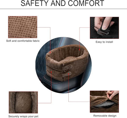 X AUTOHAUX Dog Car Seat Seat Adjustable Straps for Medium Small Sized Puppy Cat Seat Pets Soft Non Slip Bottom Travel Bed Brown