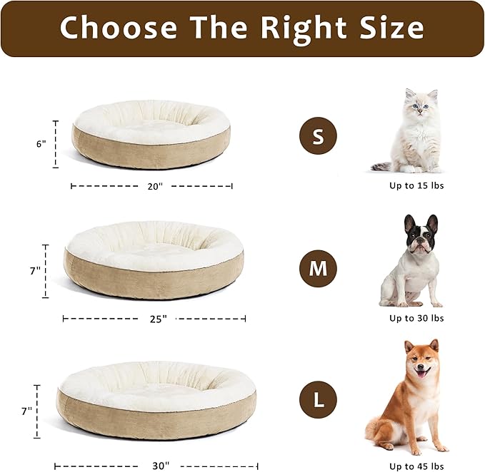 Love's cabin Round Donut Cat and Dog Cushion Bed 25in Pet