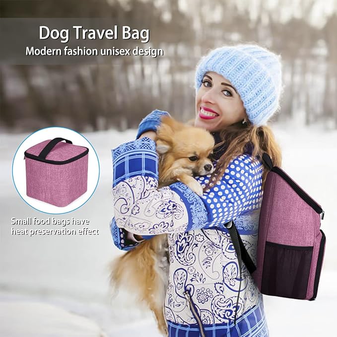 BAGLHER丨Dog Travel Bag, Airline Approved Pet Supplies Backpack, Dog Travel Backpack with 2 Silicone Collapsible Bowls and 2 Food Baskets