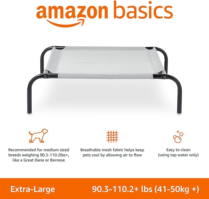 Amazon Basics Cooling Elevated Pet Bed For Dog (60.1 x 37.1 x 8.9 Inches), 1 count,