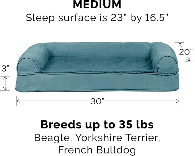 Furhaven Orthopedic Dog Bed for Medium/Small Dogs w/ Removable Bolsters & Washable Cover 35 lbs