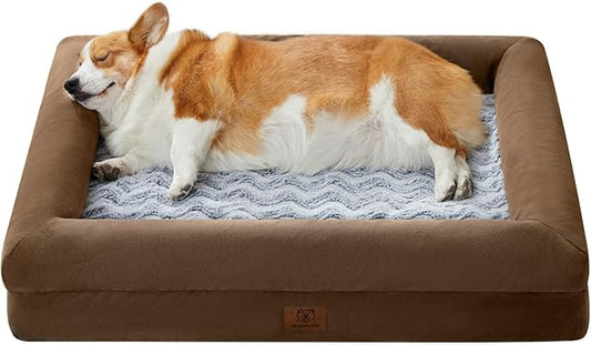 WNPETHOME Washable Dog Bed Small Size Dog, Medium Waterproof Dog Couch with Removable Washable Cover & Anti-Slip Bottom, Small Dog Crate Bed with Sides(Brown)