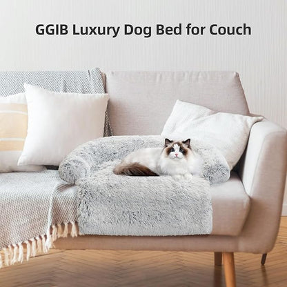 Calming Dog Bed Fluffy Plush Dog Mat for Furniture Protector with Removable Washable Cover for Large Medium Small Dogs and Cats (XS (31"x27.5"x5")