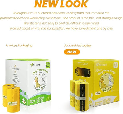 Compostable Dog Poop Bags Bags-270 Count 18 Rolls,