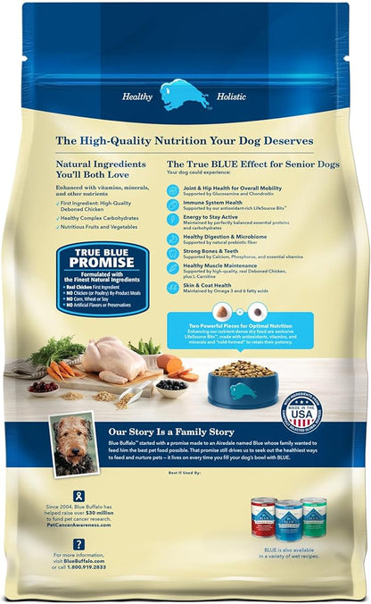 Blue Buffalo Life Protection Formula Senior Dry Dog Food, Supports Joint Health and Mobility, Made with Natural Ingredients, Chicken & Brown Rice Recipe, 15-lb. Bag