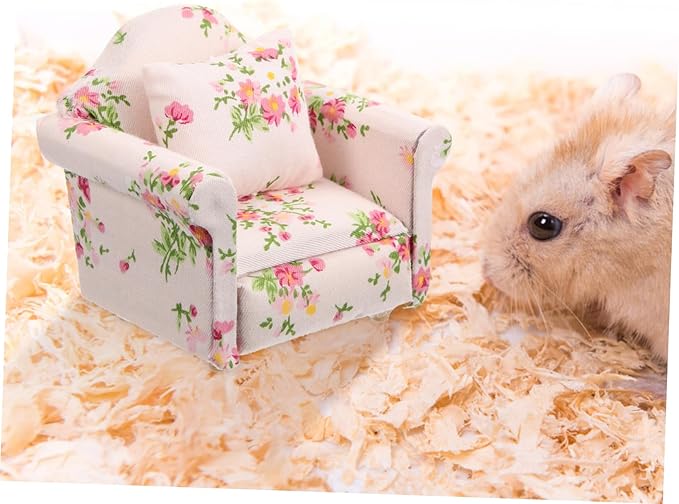 Hamster Sofa Chair Bunny Toys Guinea Pig Toys Rabbit Toys Furniture Decor Models Mini Sofa Mice Small Sofa Small Pet Bed Small Floral Hamster Supplies Cloth Individual