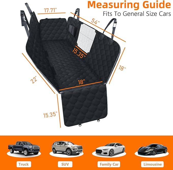 PETICON Dog Car Seat Cover with Mesh Window 100% Waterproof