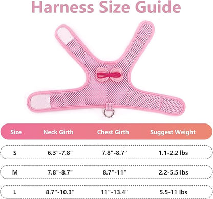 AIITLE Rabbit Harness and Leash Set with Cute Bow, Adjustable Bunny Harness Escape Proof for Rabbits Kitten Ferret Puppy Small Pets Walking Runnig Hiking Camping Outdoor Pink L