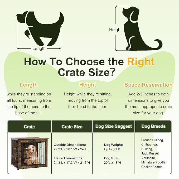 NicBex Small Dog Crate Furniture 27.2" L 30lb, Rustic