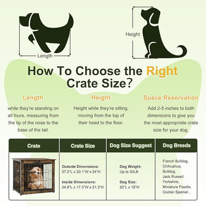 NicBex Small Dog Crate Furniture 27.2" L 30lb, Rustic