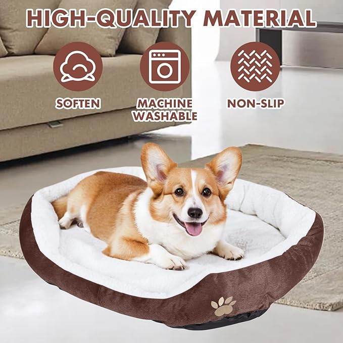 ShellKingdom Medium Dog Bed 35lbs, 23.62 19.68INCH (Coffee)