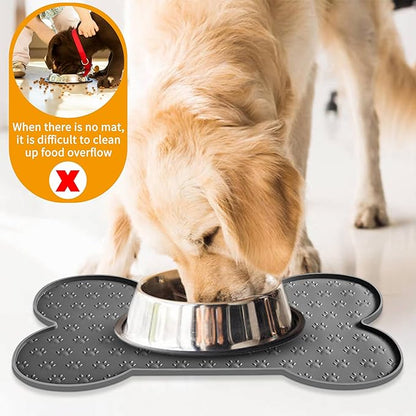 Dog Food Mat Anti-Slip Silicone Dog Bowl Mat Thicker Pet Placemat Waterproof Cat Feeder Pad with Raised Edge Puppy Kitten Feeding Mats Suitable Small Medium-Sized Dogs Cats Eating Tray