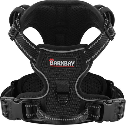 BARKBAY Dog Harness No Pull for Medium Dogs - Adjustable, Reflective, Comfortable, No Choke, Heavy-Duty - Perfect for Outdoor Training, Walking, and Hiking - Strong & Durable - M & Black