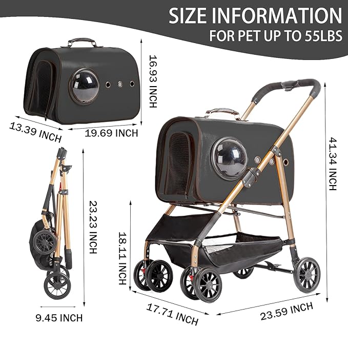Magicorange Pet Stroller 3 in 1 Dog Stroller for Medium Small Size Dogs