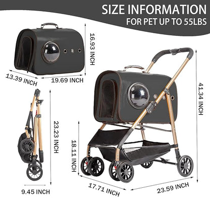 Magicorange Pet Stroller 3 in 1 Dog Stroller for Medium Small Size Dogs