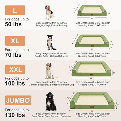 Large Dog Bed Orthopedic Washable: Jumbo Dog Bed Bolster Extra Large Dogs Egg Crate Foam Sofa Couch Waterproof Removable Cover