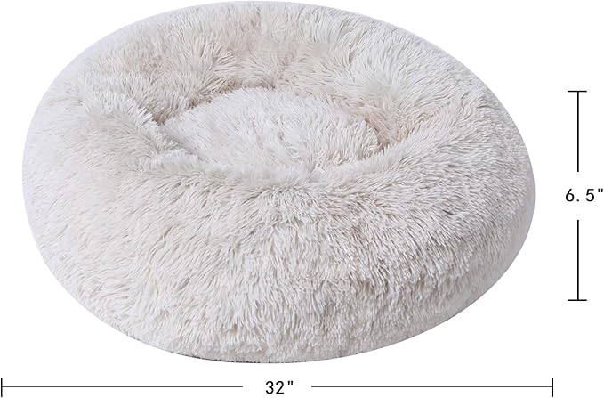 BinetGo Calming Cat and Dog Beds，32 inches Beige Dog Bed (32", Beige)