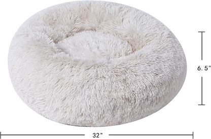 BinetGo Calming Cat and Dog Beds，32 inches Beige Dog Bed (32", Beige)