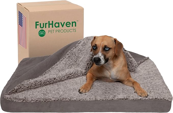 Furhaven Memory Foam Dog Bed for Large/Medium Dogs w/ Removable Washable Cover 55 lbs