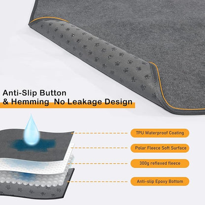 LOOBANI Washable Pee Pad for Dogs 2 Packs 36x72in, Gray