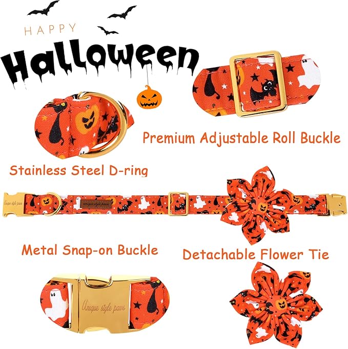 Unique style paws Halloween Dog Collar with Flower