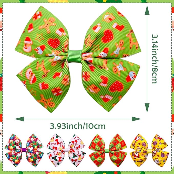 24Pcs/12 Pairs 4" Big Dog Hair Bows Christmas