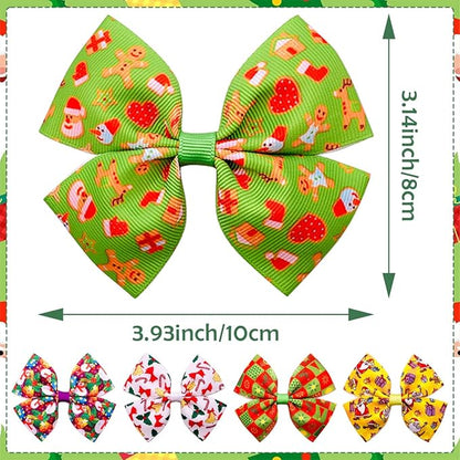 24Pcs/12 Pairs 4" Big Dog Hair Bows Christmas