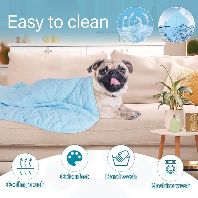 Dog Cooling Blanket - Lightweight & Washable Ice Silk Cotton Bed Blanket for Small Medium Large Dogs, Summer Sofa Pet Bed Cover Cooling Mat for Pets and Owner Sleep (Large 36"× 51")