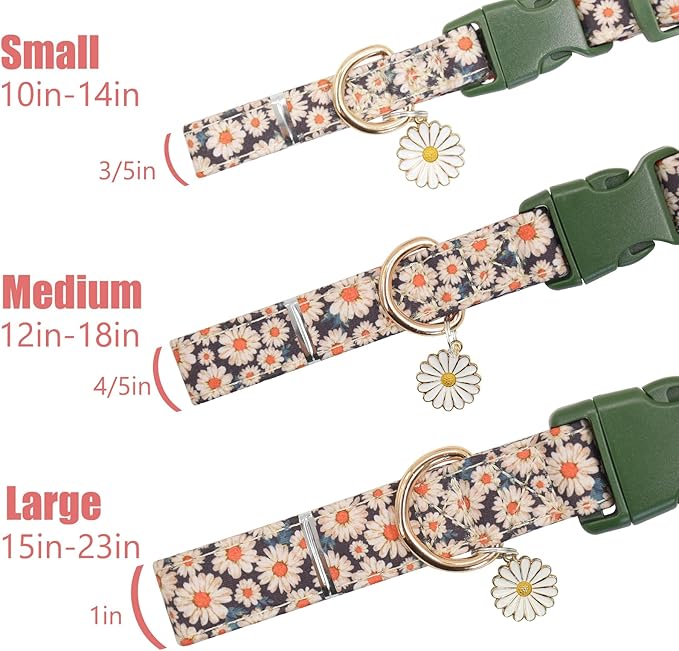 Flower Patterns Dog Collar with Accessories