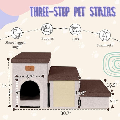 downluxe Dog Stairs for Small Dogs (3-Step Pet