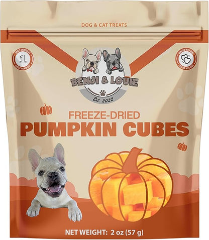 Benji & Louie Freeze Dried Pumpkin - Natural Healthy Dog and Cat Treats, Single Ingredient, 2 oz