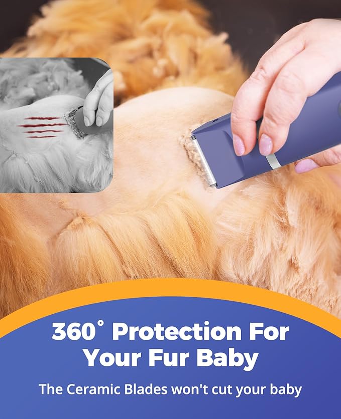 oneisall Small Dog Clippers, Quiet Cordless Dog Paw Trimmer & Nail Grinder, Dog Grooming Kit for Small Dogs with Guards, 2 Speed Rechargeable Electric Dog Trimmers for Small Dogs(Blue)