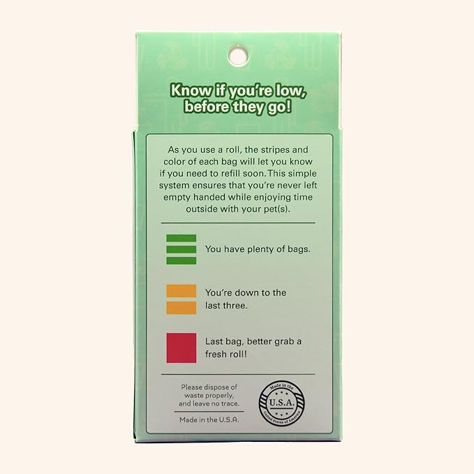 Color-Coded Dog Poop Bags 90 bags (6 rolls)